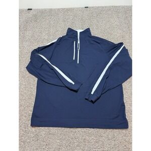 Footjoy Mens Large 1/4 Zip Long Sleeve Pullover Stretch   Logo Navy Blue